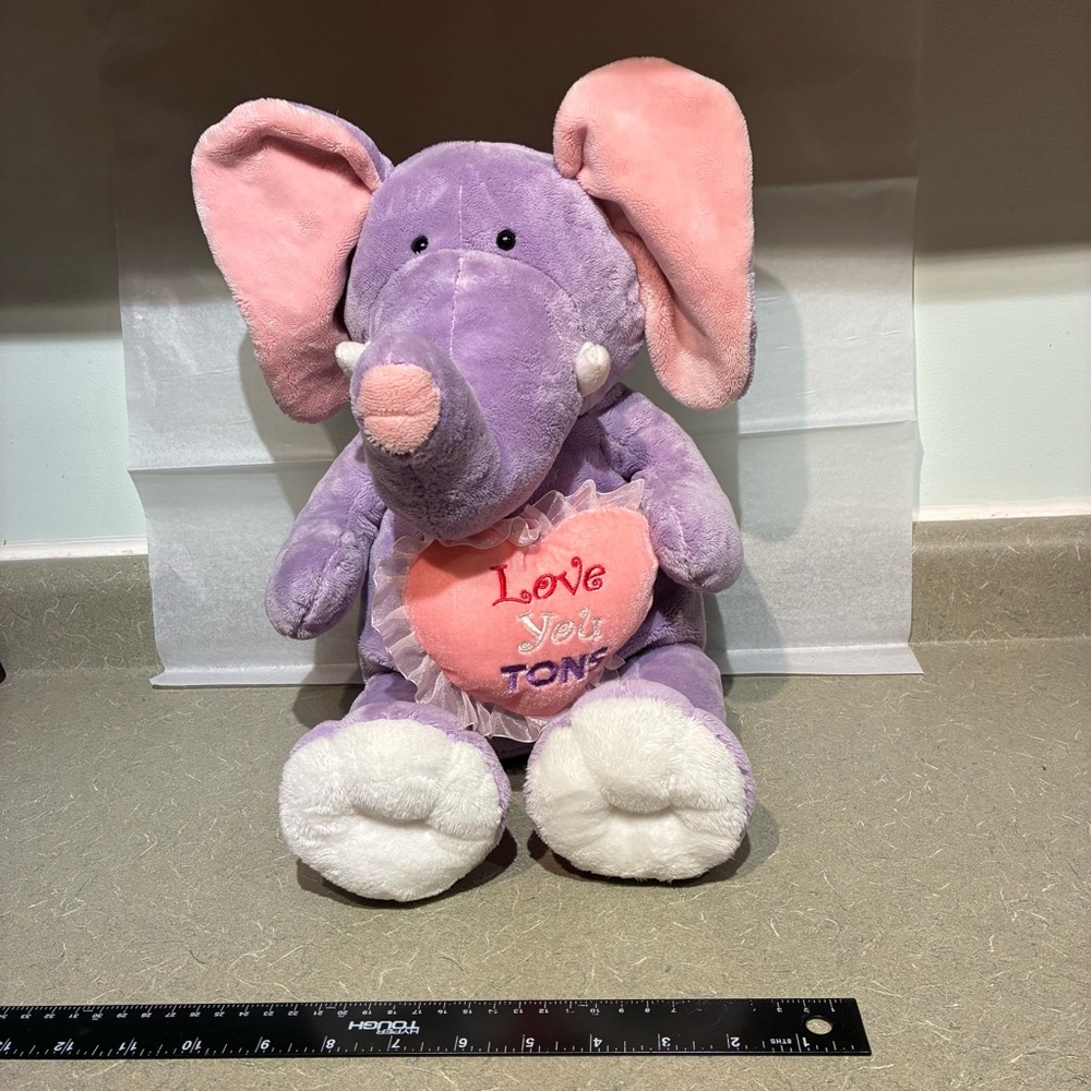 Charming Purple and Pink Elephant Plush With Lipstick Mark**